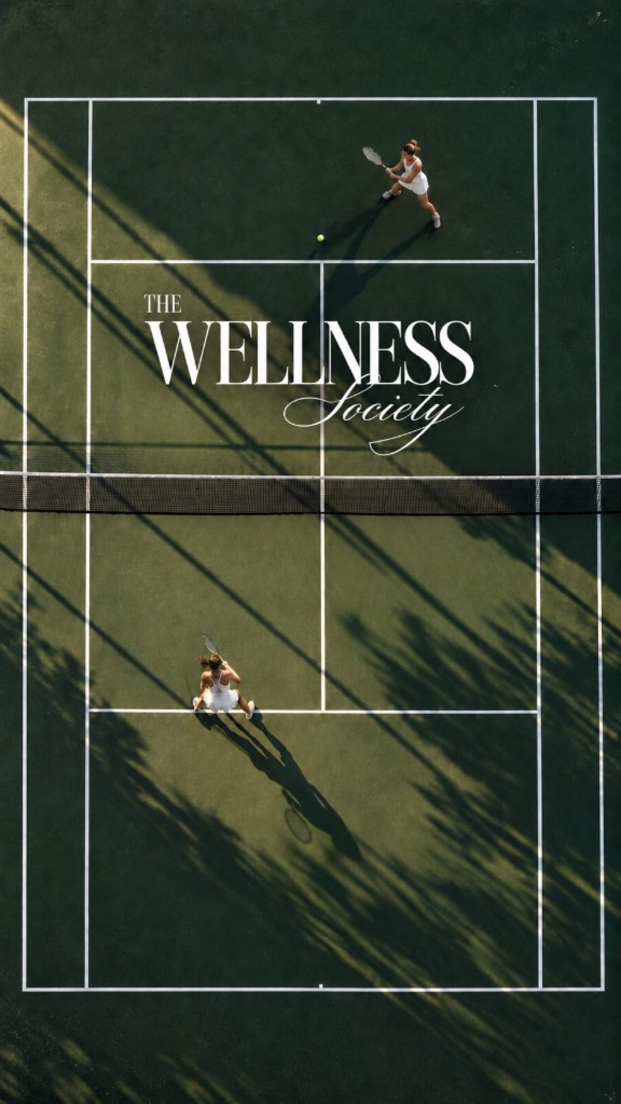 The Wellness Society — tennis court with script wordmark