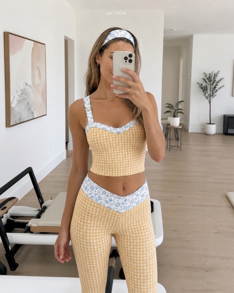 Mirror selfie in the butter gingham set