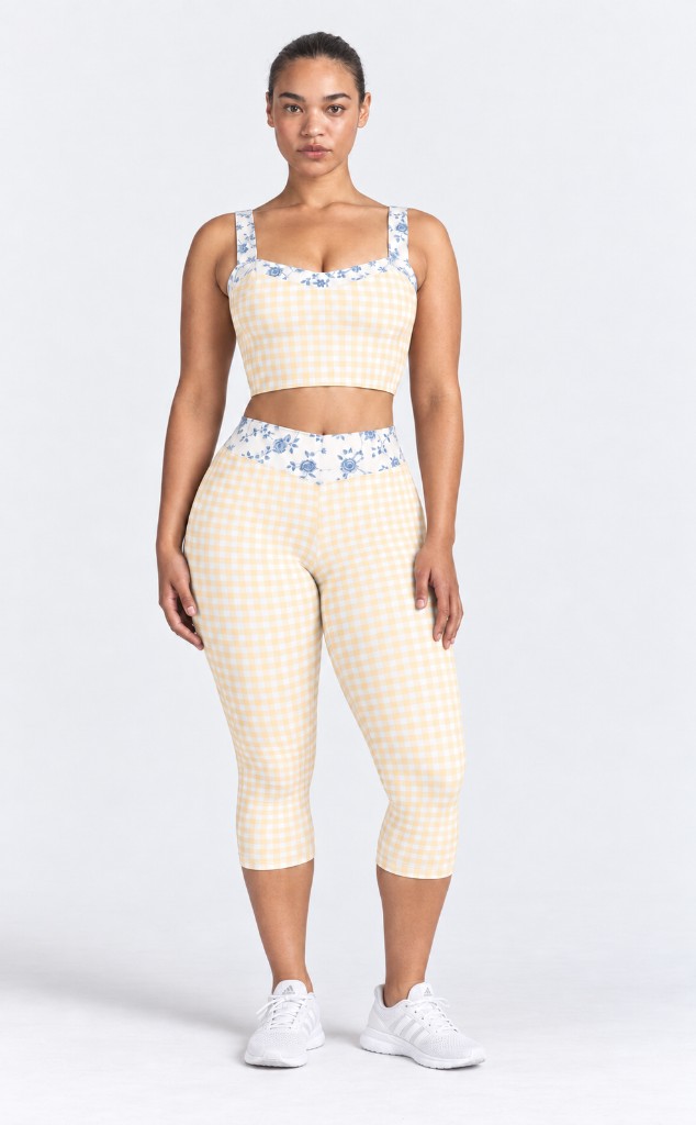 Nia wearing the Butter Gingham Set in size L