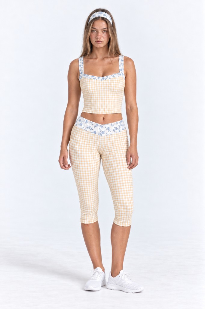 Elle wearing the Butter Gingham Set in size M